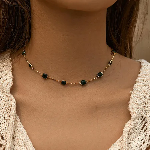 Vista 36 de Gargantilla con cuentas para mujer, chapada en oro de 18 quilates, gargantilla delicada para mujer