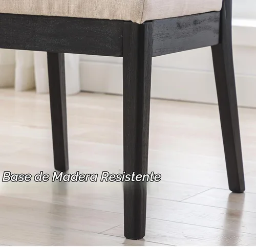 Vista 5 de BESTANO Juego de 2 sillas de comedor de ratán estilo granja, sillas de cocina de madera negra para comedor rectangular, sillas de cocina de mimbre