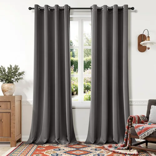 Vista 23 de MIULEE Cortinas opacas para dormitorio o sala de estar, juego de 2 paneles de cortina para ventana con aislamiento térmico y bloqueo de luz
