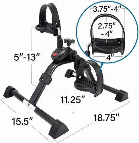 Vista 5 de Vaunn Under Desk Bike Pedal Exerciser Ergometer with LCD Display – Mini Pedal Exerciser for Arm & Leg Workout, Folding Desk Cycle for Home Office