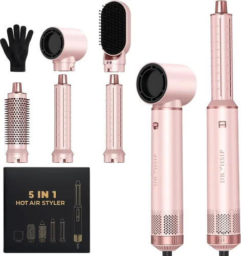 Vista 9 de Estilizador de cabello 5 en 1 para mujer, envoltura de rizador de aire, secado, rizado, alisado y voluminizador, juego de herramientas de cepillo