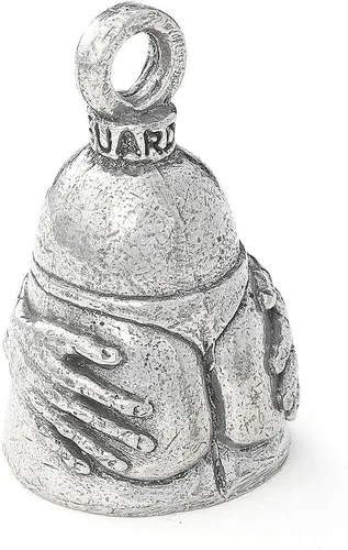 Vista 3 de Guardian Bell Campana de buena suerte con llavero y bolsa de regalo negra Campana de motocicleta Peltre Regalo de buena suerte Campana