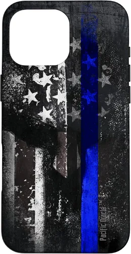 Vista 19 de Trump Police USA Flag Skull Thin Blue Line Support Case for iPhone 17