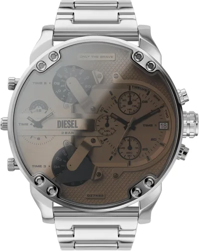 Vista 16 de Diesel Mr. Daddy 2.0 - Reloj de hombre con cronógrafo de tamaño extra grande y correa de acero inoxidable, silicona o cuero