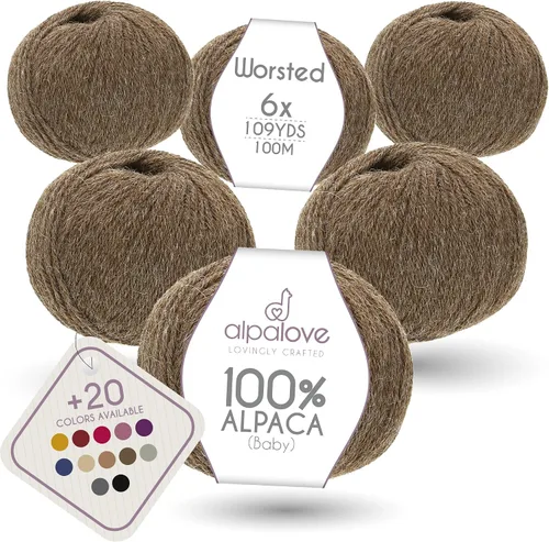 Vista 24 de Set de Lana Abultada (6 x 50 g) Súper Suave de Alpaca Bebé para Tejer Antracita 300 Metros
