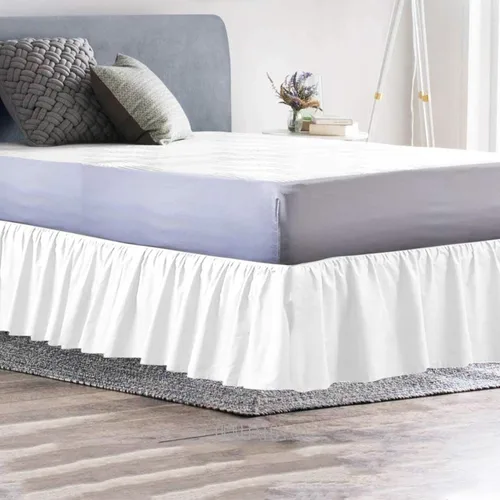 Vista 11 de Falda de cama individual negra para falda de cama con volantes con caída de 16 pulgadas, tela de tres lados ajustable con volantes suaves y sedosos