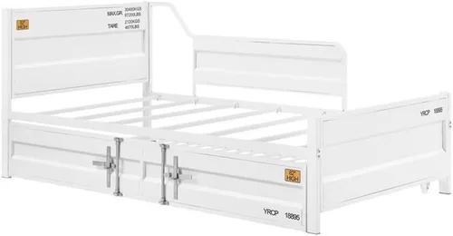 Vista 3 de Acme Sofá cama doble y cama nido de metal tipo cargo en blanco