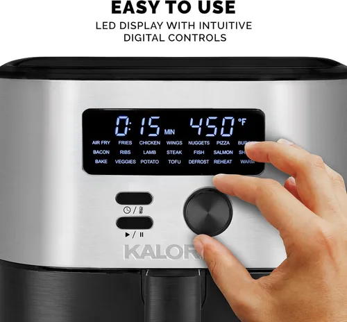 Vista 4 de Kalorik MAXX® Freidora de aire digital 7 en 1 de 6 cuartos de galón, pantalla LED, 21 ajustes preestablecidos inteligentes, 4 accesorios, libro
