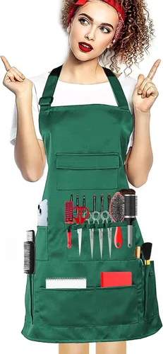 Vista 16 de boshiho Delantal de pintura para adultos, hebilla ajustable, delantal de peluquero con bolsillos para mujeres/hombres/unisex, delantal de trabajo