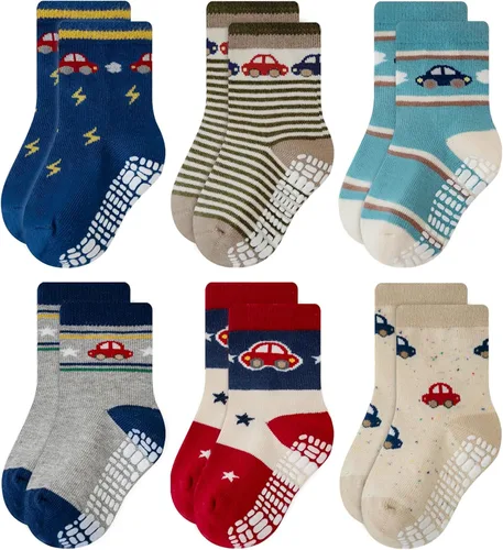 Vista 20 de RATIVE - Calcetines antideslizantes con agarres para bebé, bebés, niños pequeños, niños y niños