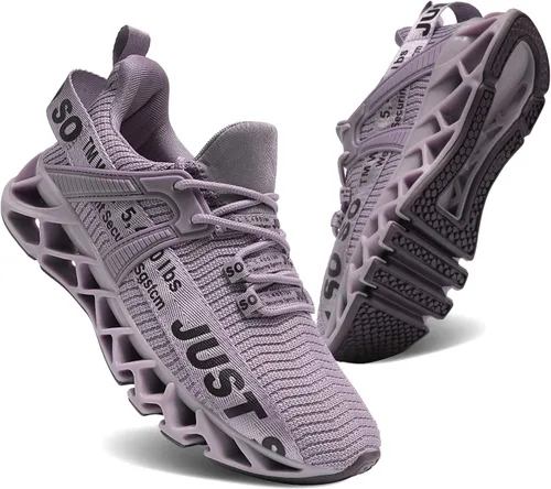 Vista 6 de Umyogo Zapatos deportivos, antideslizantes, para caminar, para mujer 1-1Púrpura