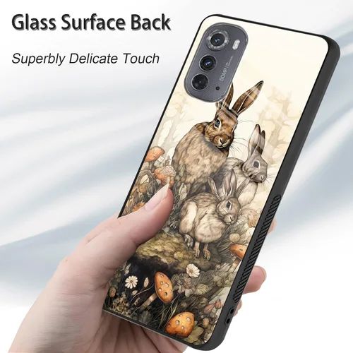 Vista 241 de Funda para Motorola Moto Edge 2022, cubierta trasera de vidrio templado con protector de pantalla, funda protectora a prueba de golpes para Motorola