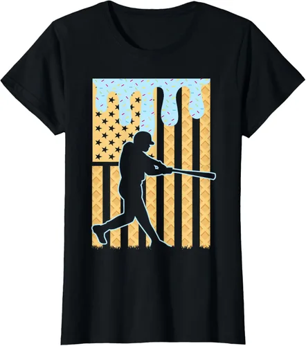 Vista 35 de Camiseta de béisbol Drip Boys Dripping Ice Cream Baseball American Flag, Negro -, Pequeña