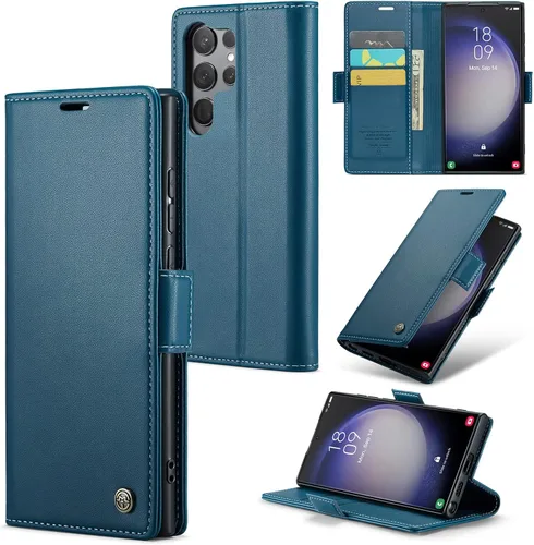 Vista 20 de Funda tipo cartera compatible con Samsung Galaxy S23, de piel sintética, con función atril y tarjetero para Galaxy S23 5G de 6.1 pulgadas (negro)