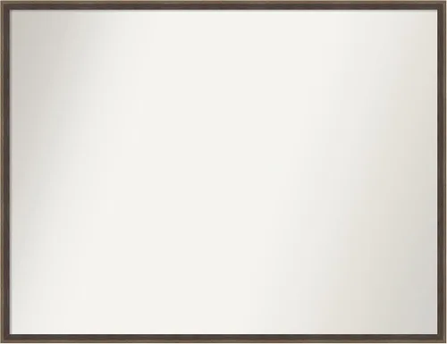 Vista 55 de Amanti Art Brown Bathroom Mirror for Over Sink, 21x33 Custom Made Hardwood Wedge Mocha Rectangle Vanity Mirror, Large Modern Wood Frame, Hangs