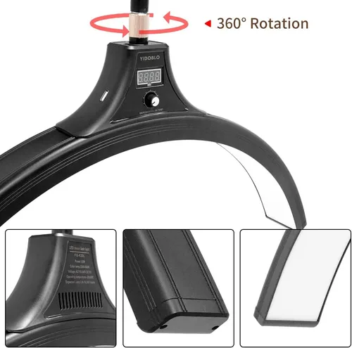 Vista 8 de FG-620L - Lámpara de pie LED para esteticistas, luz de tatuaje, lámpara de maquillaje LED, lámpara de luna facialista, iluminación para belleza