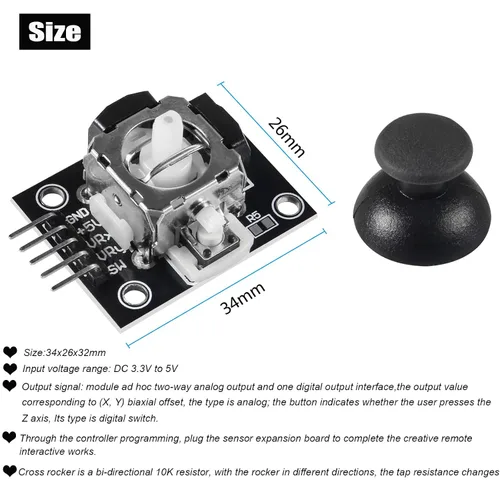 Vista 5 de Diitao 5PCS Dual-axis XY Joystick ModuleJoystick Game ControllerGame Joystick Lever Sensor Breakout Module Replacement Joystick Analog Thumb Stick