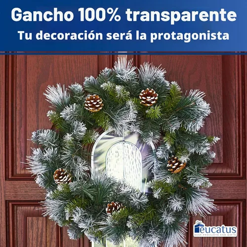 Vista 4 de Gancho de corona que no se raya, 100 % transparente, de 12 pulgadas. Ganchos de corona de Navidad para decoraciones de otoño, Halloween
