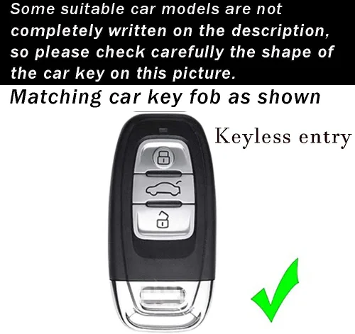 Vista 2 de ontto Funda para llavero compatible con Audi Q5 SQ5 Q3 Q7 Q8 A3 A4 A5 A6 A7 llavero remoto sin llave, carcasa brillante con borde plateado negro