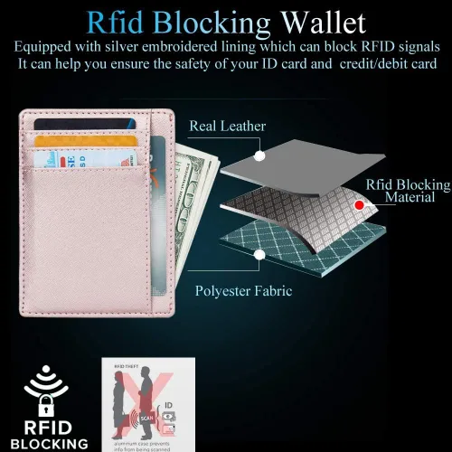 Vista 4 de Pequeñas carteras de bolsillo con bloqueo RFID para hombres y mujeres