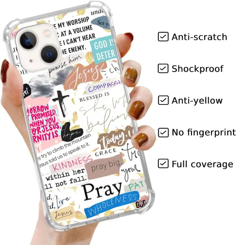 Vista 2 de Christian Quotes Prayings - Funda compatible con iPhone 15, funda con versículo bíblico con frases positivas para iPhone 15, funda de TPU a la moda