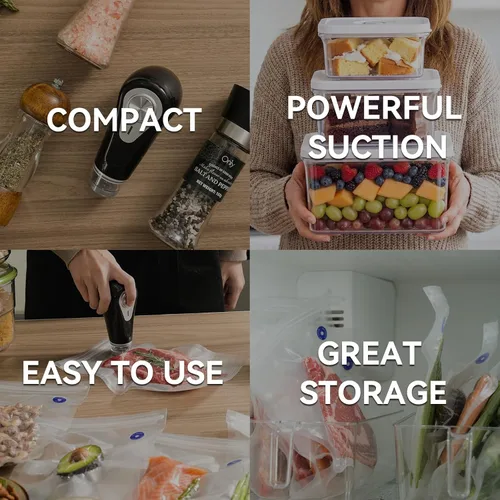 Vista 7 de Vesta Sellador al vacío de mano de precisión, potente sellador al vacío compacto para ahorrar alimentos, diseño portátil y recargable, sellador