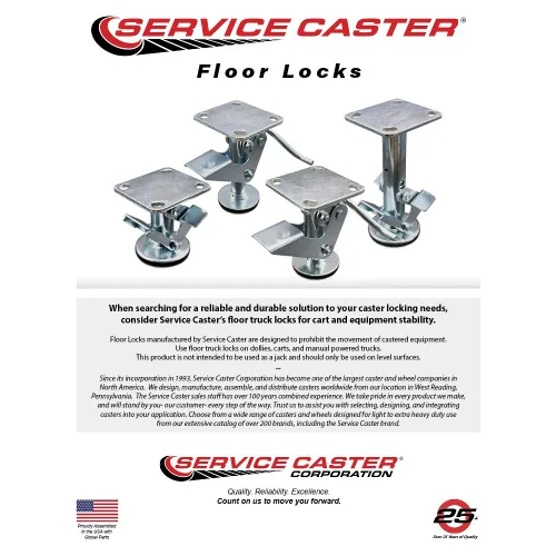 Vista 5 de Service Caster Cerradura de piso de doble pedal de 4 pulgadas con placa superior - Marca Service Caster