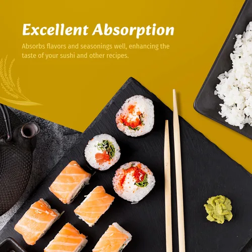 Vista 7 de Soeos Arroz de sushi, arroz blanco pegajoso de California, 2 libras