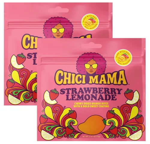 Vista 9 de Chici Mama Blue Raspberry Limeade - Bocadillos de mango, paquete de 2 – Hecho con mango real Golosinas masticables y jugosas alternativas Sin