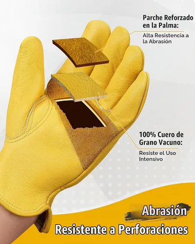 Vista 2 de DULFINE Cowhide Leather Gardening Work Gloves for Men 1/3/12 Pairs
