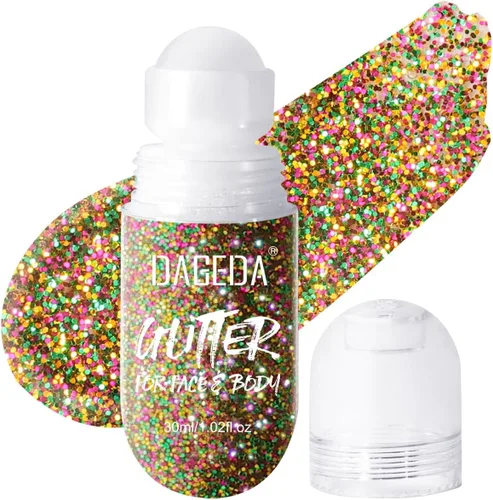 Vista 14 de DAGEDA Gel de purpurina corporal, purpurina facial enrollable para maquillaje de sirena, accesorios para festivales, rave, gel holográfico
