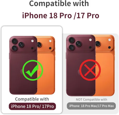 Vista 2 de JJGoo - Funda compatible con iPhone 17 Pro, funda transparente a prueba de golpes, funda protectora delgada con parte trasera de policarbonato duro