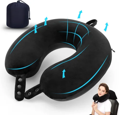 Vista 10 de Almohada de viaje, la mejor almohada cervical de espuma viscoelástica, soporte de cabeza, almohada suave de apoyo para la cabeza para dormir