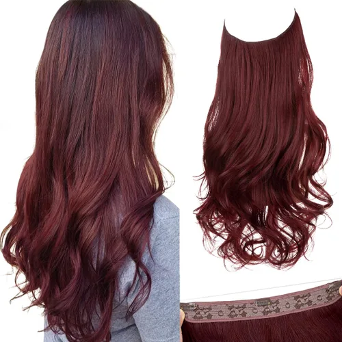 Vista 34 de SARLA Extensiones de cabello con alambre invisible con 3 clips, postizo sintético corto, ondulado, rizado, diadema ajustable transparente