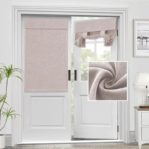 Vista 20 de H.VERSAILTEX - Cortinas para puerta francesa de lino con textura, persianas de privacidad impermeables para ventana de cocina, oscurecimiento