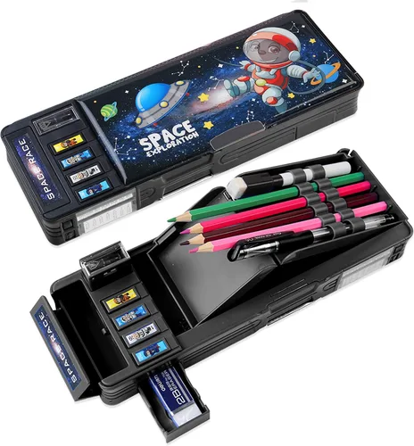 Vista 8 de Estuche emergente multifunción para lápices para niños (SIN BLOQUEO), lindo estuche para bolígrafos con caricaturas, organizador de artículos