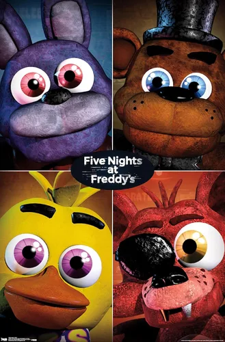 Vista 10 de Trends International Five Nights at Freddy's - Póster de pared cuádruple, 14.725 x 22.375 pulgadas, versión con marco de madera tipo granero