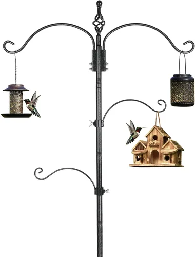 Vista 10 de Highpro - Estación de alimentación de aves – Soporte de múltiples ganchos de 63 pulgadas para observar atraer aves silvestres al aire libre, poste