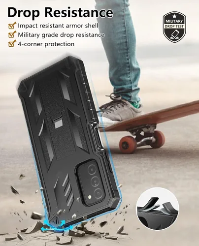 Vista 4 de SOiOS Funda para teléfono Samsung Galaxy A03S: Soporte duro integrado y protector táctil Militar a prueba de golpes TPU resistente suave resistente