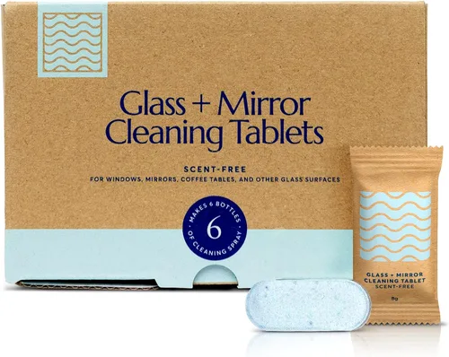 Vista 8 de CLEANOMIC Paquete de tabletas de limpieza de vidrio y espejo y lata para tabletas