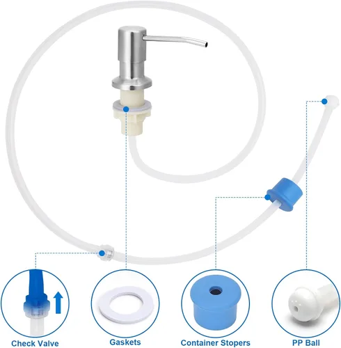 Vista 3 de Dispensador de jabón para fregadero integrado, dispensador de jabón para fregadero de cocina, dispensador de jabón inoxidable para fregadero