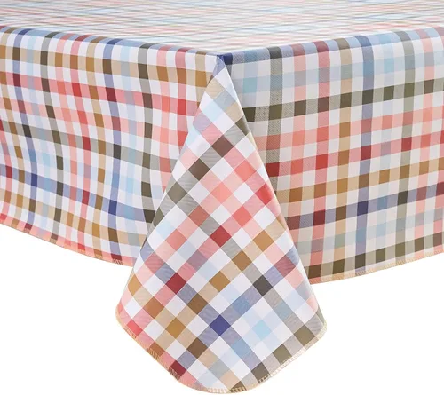 Vista 17 de LIBERECOO Mantel de vinilo resistente con reverso de franela, mantel de plástico impermeable a prueba de aceite, resistente a las manchas, lavable