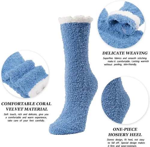 Vista 4 de Zmart Fuzzy Calcetines para mujeres y niñas. Coloridos.Para interior. Calcetines con animales.