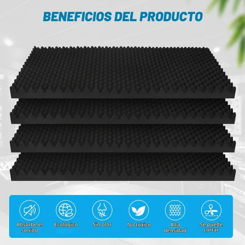 Vista 7 de 2 paquetes de paneles acústicos, paneles de pared de espuma de insonorización de nido de huevo de 48x24x2" de alta densidad, paneles de pared