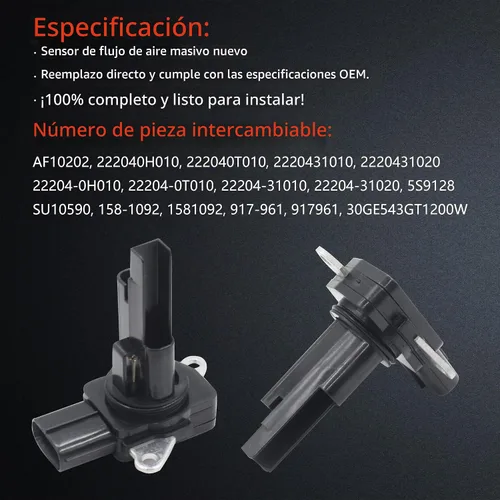 Vista 5 de Sensor de flujo de masa de aire MAF Compatible con Lexus ES350 2007-2012; Toyota Avalon 2005-2012; Camry 2007-2011; Highlander 2008-2013; Sienna