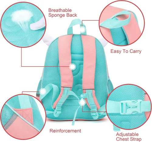Vista 5 de Mochila para bebé niña niños mochila linda 3D animales dibujos animados escuela 3-9 años mochila para niñas niños, Conejo, Mediana, Mochilas de viaje