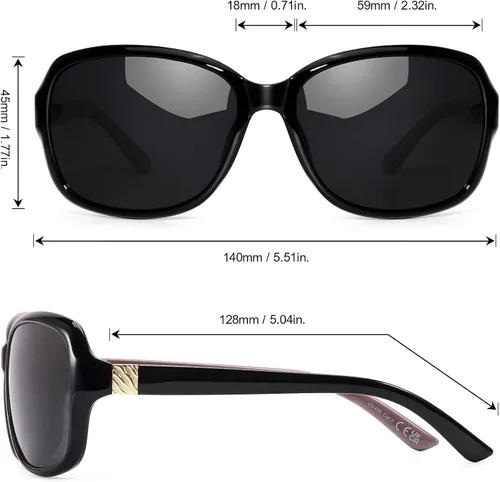 Vista 3 de SIPHEW - Gafas de sol polarizadas para mujer, gafas de sol cuadradas clásicas para mujer con protección UV