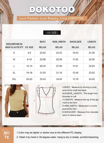 Vista 6 de Dokotoo Camiseta sin mangas acanalada de verano para mujer, cuello alto, chaleco ajustado