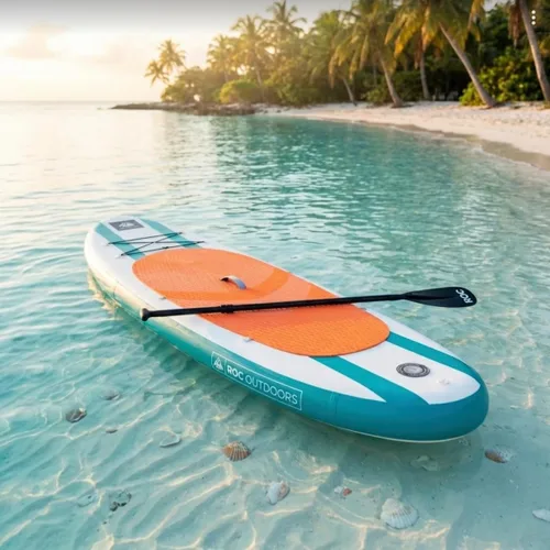 Vista 6 de Roc Tabla de remo inflable con accesorios de tabla de remo de SUP de alta calidad, diseño amplio y estable, cubierta antideslizante y cómoda