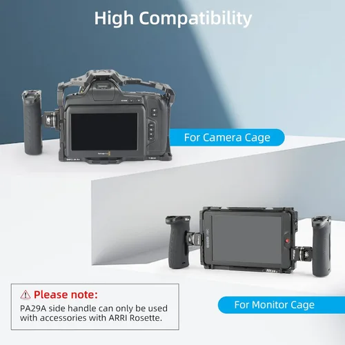 Vista 7 de Nitze Mango lateral ergonómico con roseta para ARRI, arriba/abajo e izquierda/derecha ajustable, mango lateral de aluminio de goma para cámaras